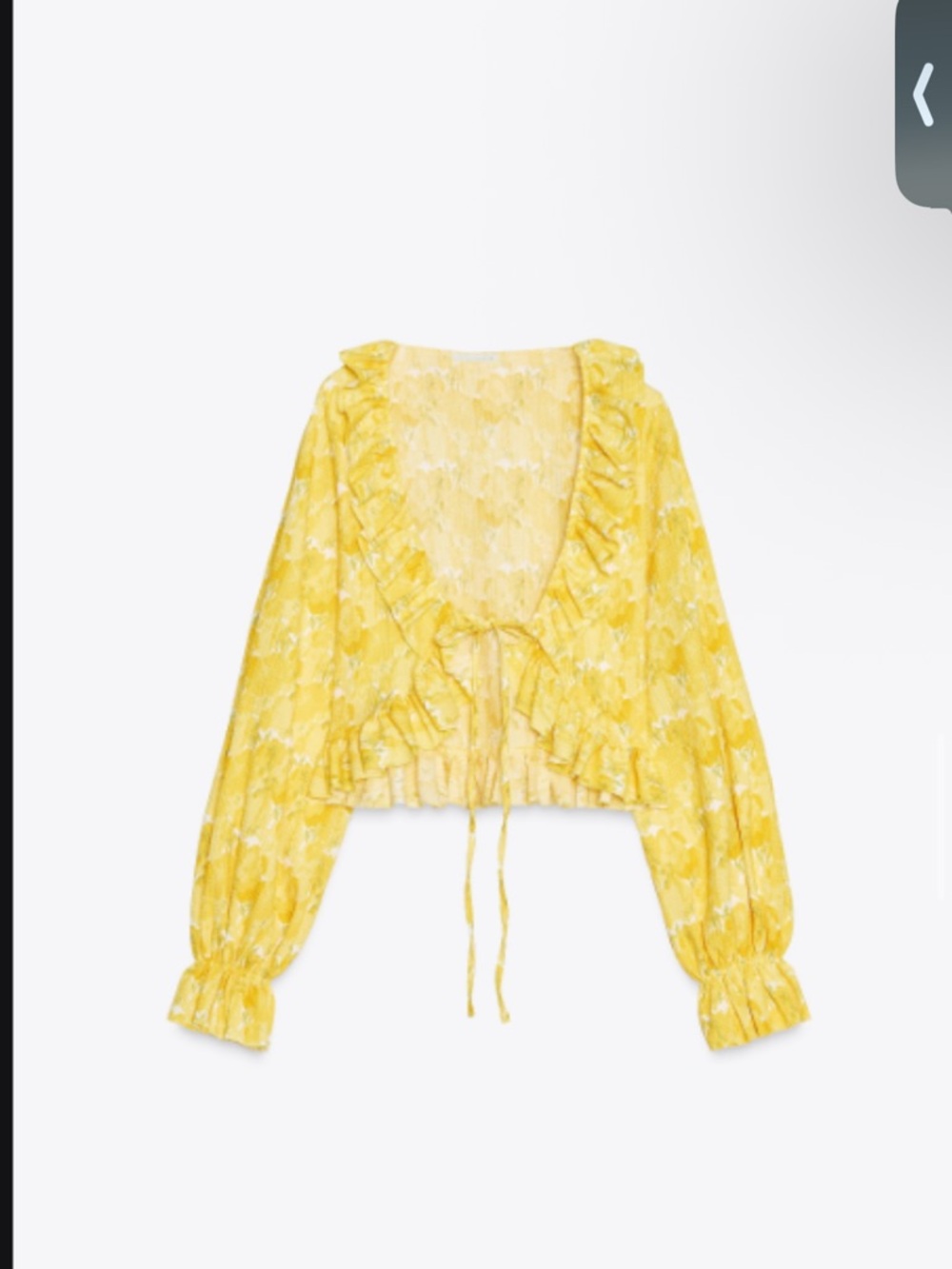 Yellow Zara Ruffled V Neck Top